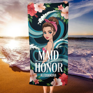 Tropical Bridal Party Wedding Gift Maid Of Honour Beach Towel
