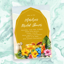 Tropical Bridal Shower Cocktails Invitation