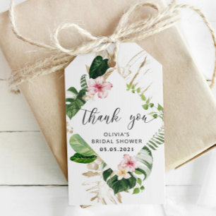 Tropical bridal shower favour tag