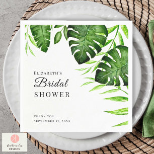 Tropical Bridal Shower Greenery Script Watercolor Napkin