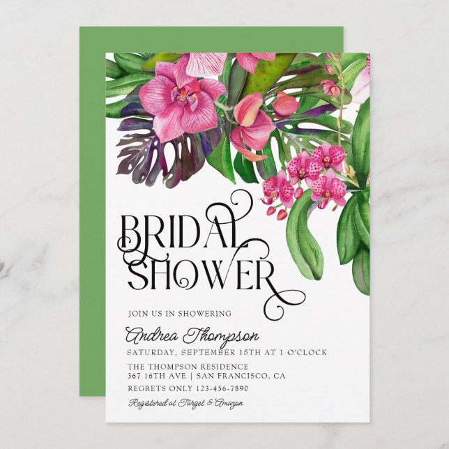 Tropical Bridal Shower Invitation (Front/Back)