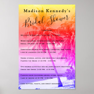 Tropical 🎀 Bridal Shower Itinerary Palm Colours Poster