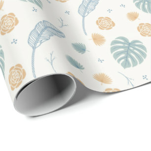 Tropical Bridal Shower Pattern Boho Palm Leaves  Wrapping Paper