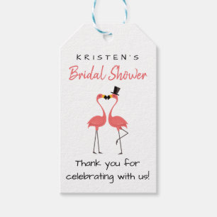 Tropical Bridal Shower Pink Flamingo Thank You Gift Tags