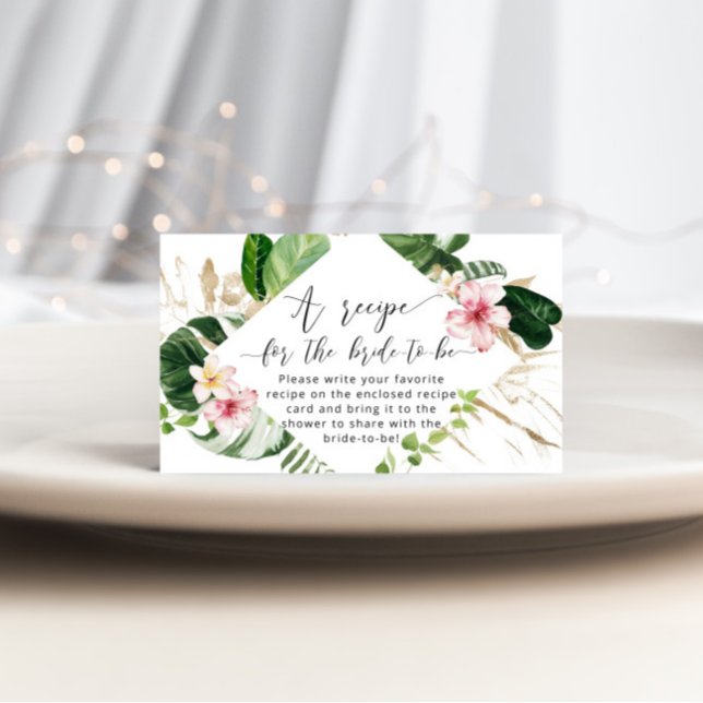 Tropical bridal shower recipe enclosure card (Creator Uploaded)