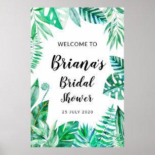 Tropical bridal shower sign, tropical wedding poster