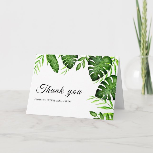 Tropical Bridal Shower Thank you Card (Front)