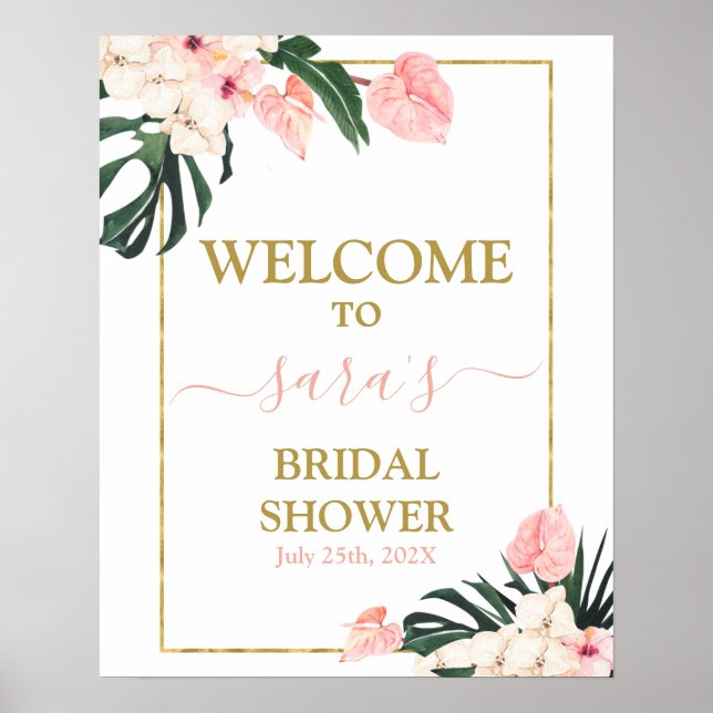 Tropical Bridal Shower Welcome sign (Front)