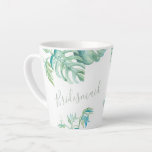 Tropical Bridesmaid Proposal Gift Ideas Latte Mug<br><div class="desc">Looking for unforgettable bridesmaid proposal gift ideas with a tropical wedding theme? This personalised mug is perfect for your bridal party proposal, especially if you're planning a beach wedding in Hawaii, a luau celebration, or a wedding with an ocean or nautical beach theme. Featuring my original hand-painted watercolor sea turtle...</div>