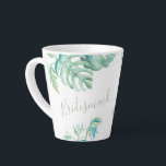 Tropical Bridesmaid Proposal Gift Ideas Latte Mug<br><div class="desc">Looking for unforgettable bridesmaid proposal gift ideas with a tropical wedding theme? This personalised mug is perfect for your bridal party proposal, especially if you're planning a beach wedding in Hawaii, a luau celebration, or a wedding with an ocean or nautical beach theme. Featuring my original hand-painted watercolor sea turtle...</div>