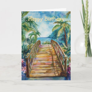 Tropical Bridge Birthday Card