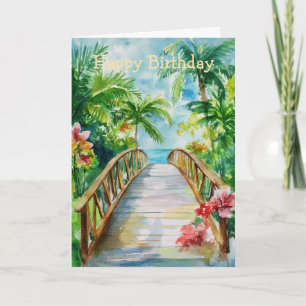 Tropical Bridge Birthday Card