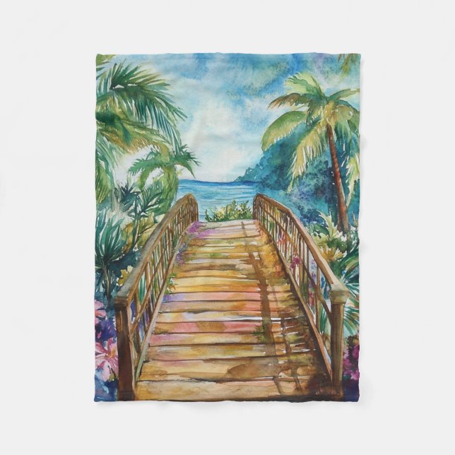 Tropical Bridge Fleece Blanket (Front)