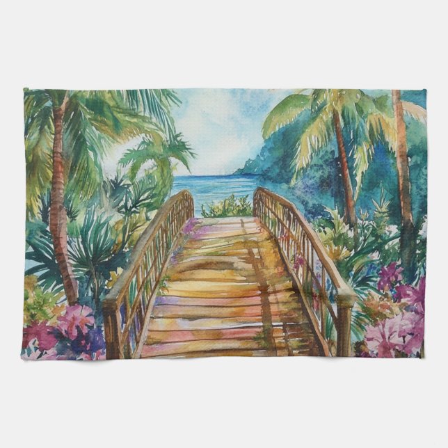 Tropical Bridge Tea Towel (Horizontal)