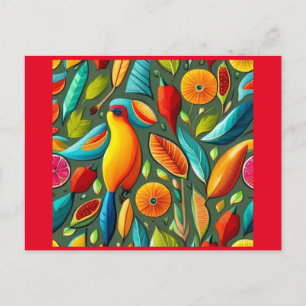 tropical bright bird postcard