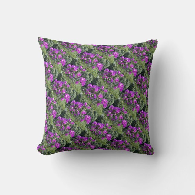 Tropical bright pink/purple flowers pillow (Front)