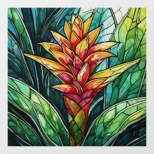 tropical bromeliad stained glass art