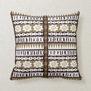 Tropical Brown Tapa Cloth 20" x 20" Pillow