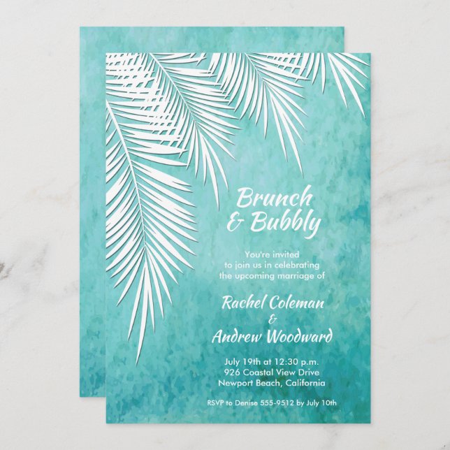 Tropical Brunch and Bubbly Shower Invitations (Front/Back)