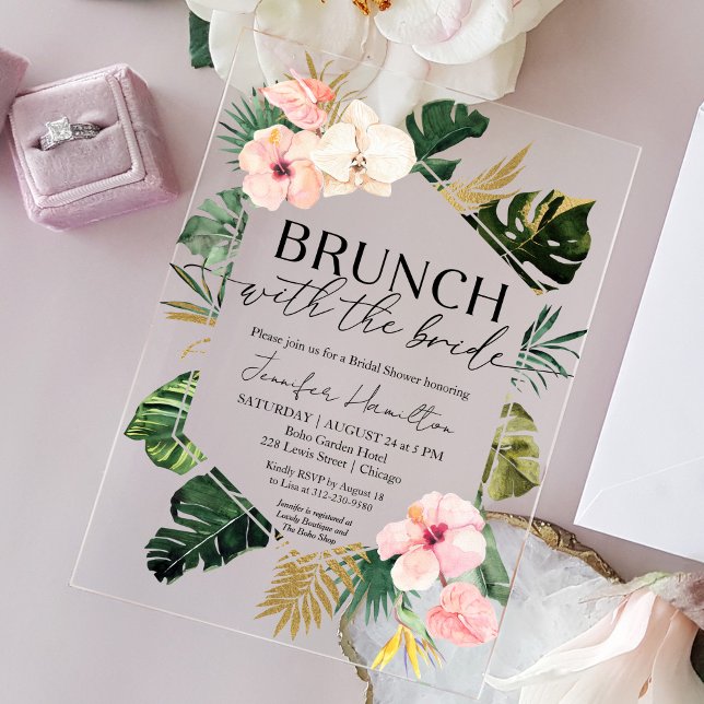 Tropical Brunch with the Bride Bridal Shower Acrylic Invitations (Creator Uploaded)