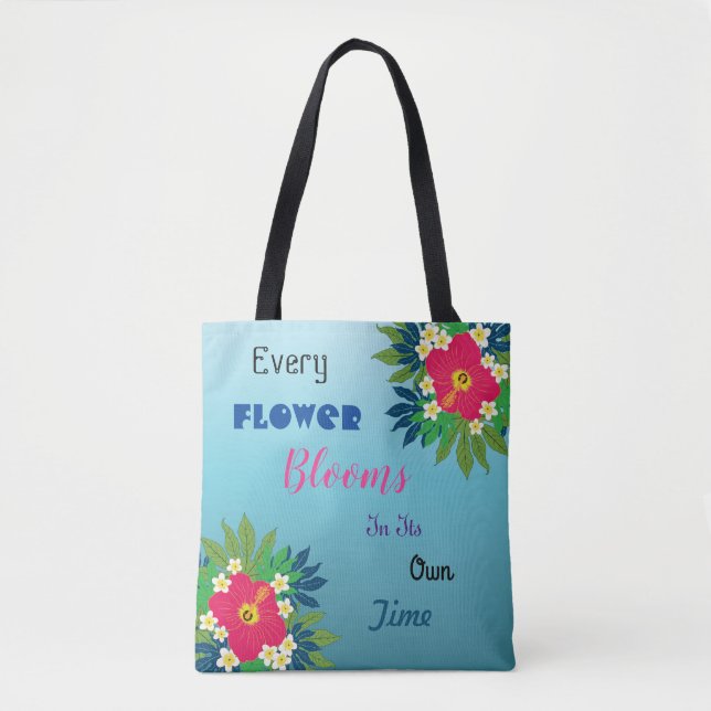 tropical bunch with inspirational quote tote bag (Front)