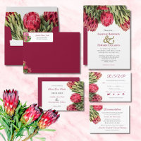 Tropical Burgundy Pink King Protea Floral Wedding