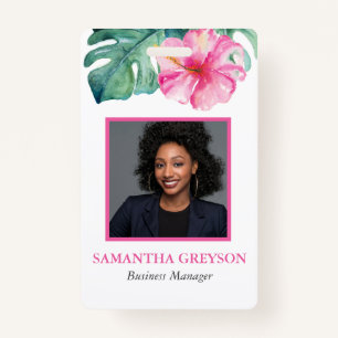 Tropical Business Branding Photo Name Tag ID Badge