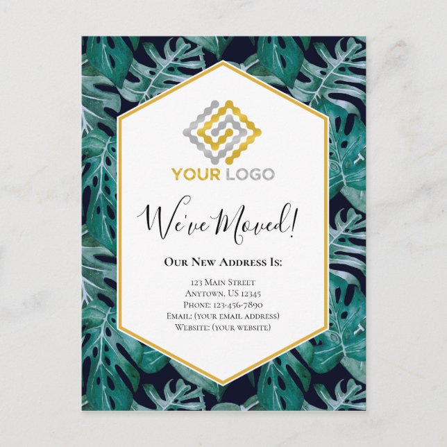 Tropical Business Moving Announcement Postcard (Front)