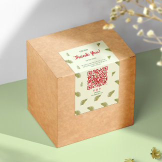 Tropical Business Thank You Box Seal Label QR-code