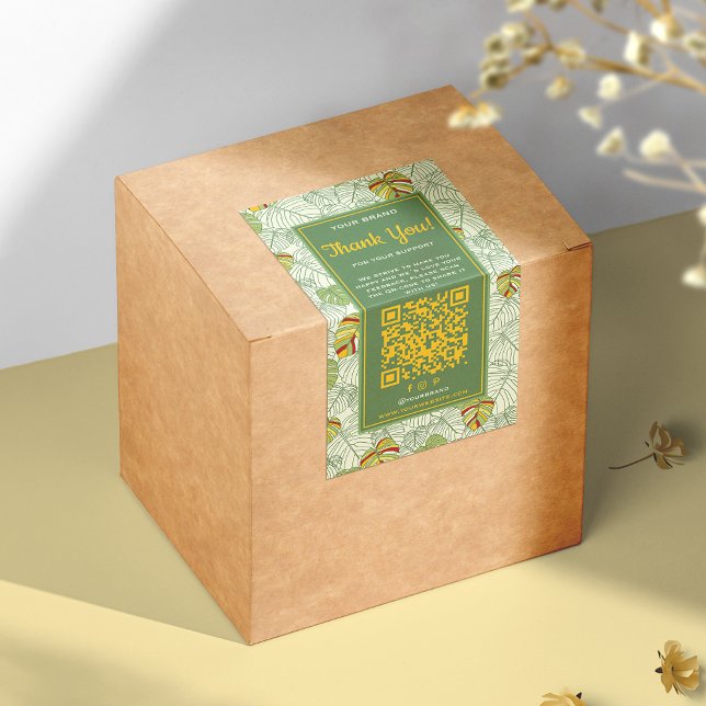 Tropical Business Thank You Box Seal Label QR-code (Creator Uploaded)