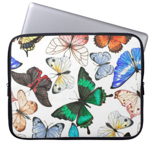 Tropical butterflies: colourful watercolor pattern laptop sleeve