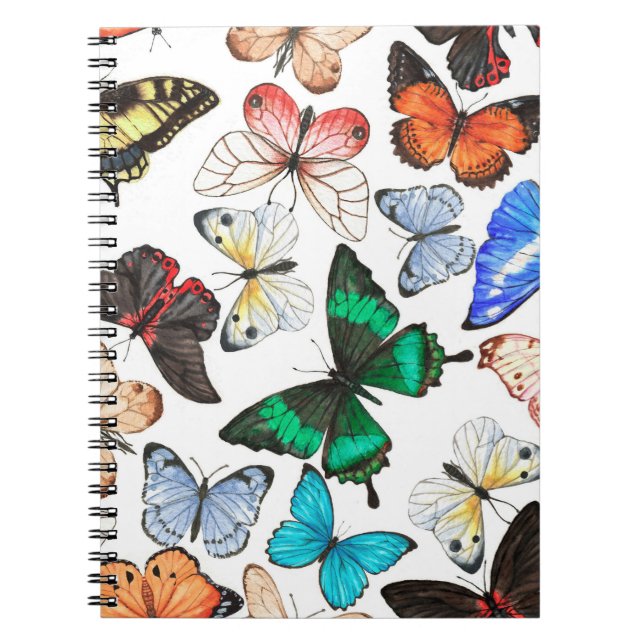 Tropical butterflies: colourful watercolor pattern notebook (Front)