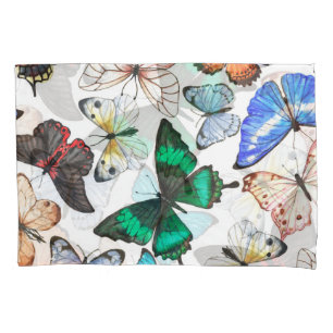 Tropical butterflies: colourful watercolor pattern pillowcase