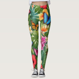 Tropical Butterfly Pattern Leggings