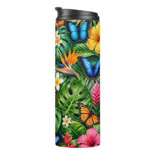 Tropical Butterfly Pattern Thermal Tumbler
