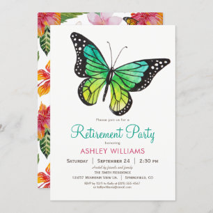 Tropical Butterfly Retirement Party Invitation