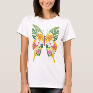 Tropical Butterfly with Floral Wings Island Vibes T-Shirt