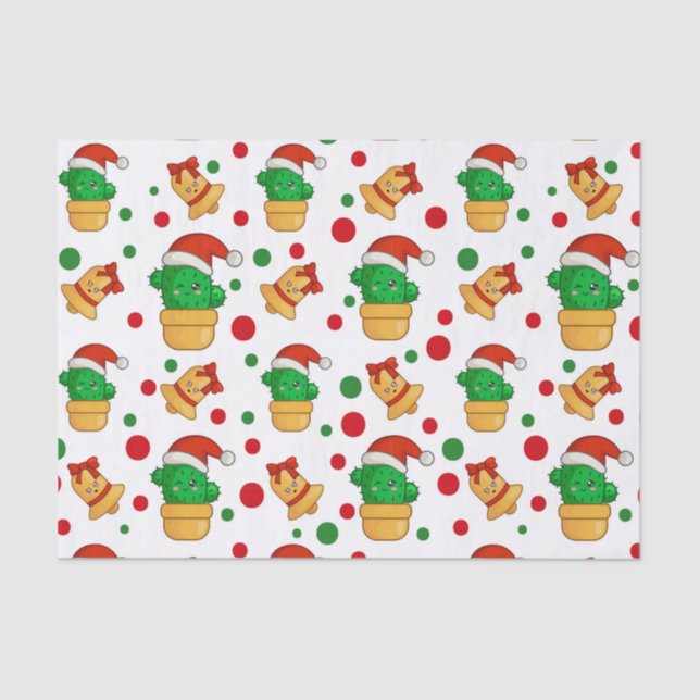 Tropical Cactus Christmas Tissue Paper (Front)