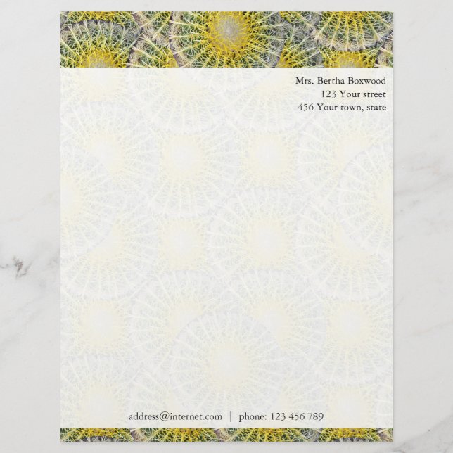 Tropical Cactus Photo Custom Address Letterhead Template (Front)