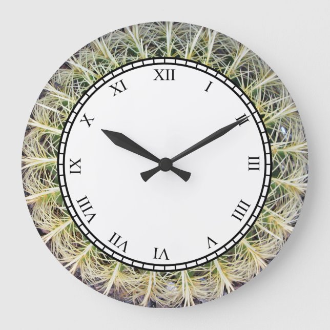 Tropical Cactus Plant Roman Digits Large Clock (Front)