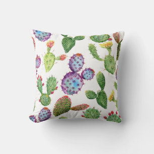 Tropical Cactus: Watercolor Seamless Pattern Cushion
