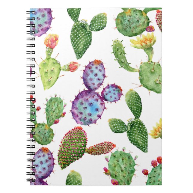 Tropical Cactus: Watercolor Seamless Pattern Notebook (Front)