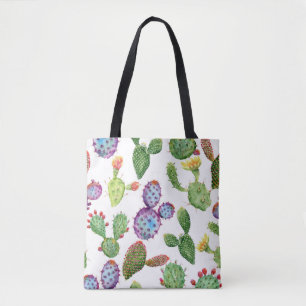 Tropical Cactus: Watercolor Seamless Pattern Tote Bag