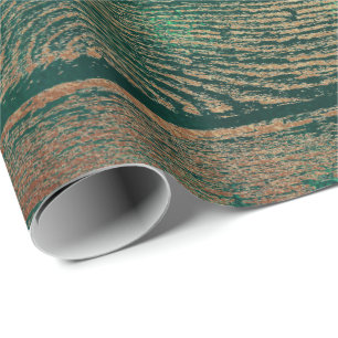 Tropical Cali Woodland Green Gold Rustic Wood Wrapping Paper
