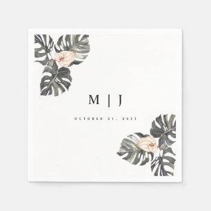 Tropical Calla Lily Minimalist Wedding Cocktail Napkin