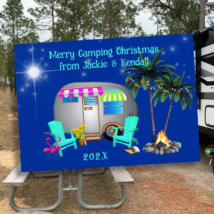 Tropical Camping Christmas Silver Trailer Cards