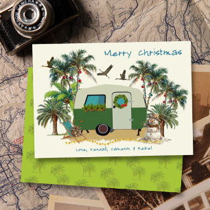 Tropical Camping Trailer Merry Christmas Cards