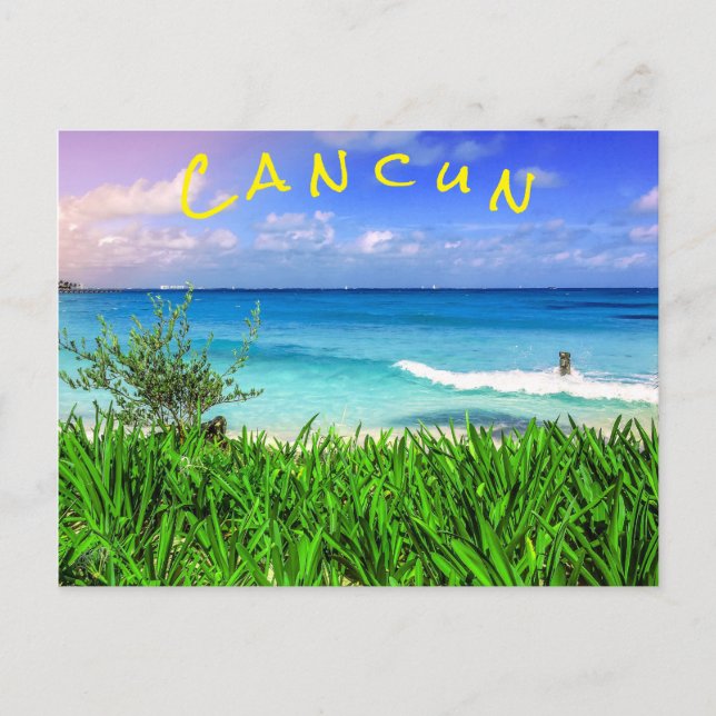 Tropical Cancun Mexico Beach Sea Paradise Postcard (Front)