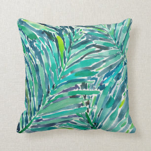 TROPICAL CANOPY Palm Jungle Watercolor Pattern Cushion