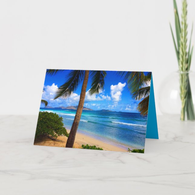 Tropical Caribbean British Virgin Islands Beach Card (Front)